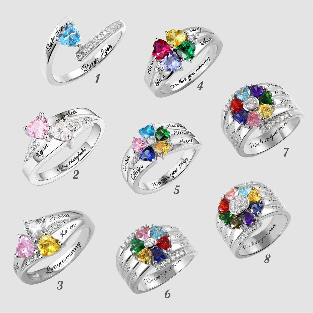 Valentine's Day Gift! Personalized Heart Birthstone Ring