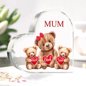 Personalized Acrylic Heart Keepsake Custom Text Teddy Bear Ornaments