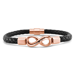 For Husband -  Personalized 2 Names Infinity Leather Bracelet