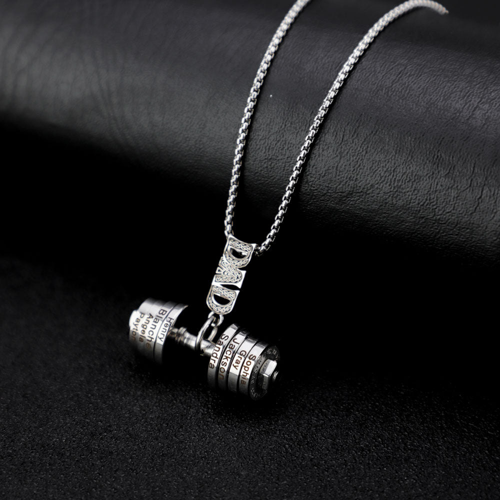 Father's Day Gift Personalized DAD Dumbbell Necklace
