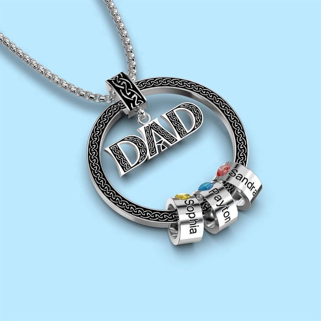 Father's Day Sale!Personalized Circle Pendant with Custom Beads Birthstone Necklace