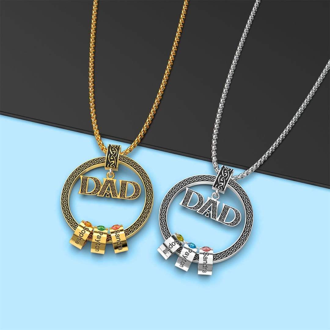 Father's Day Sale!Personalized Circle Pendant with Custom Beads Birthstone Necklace