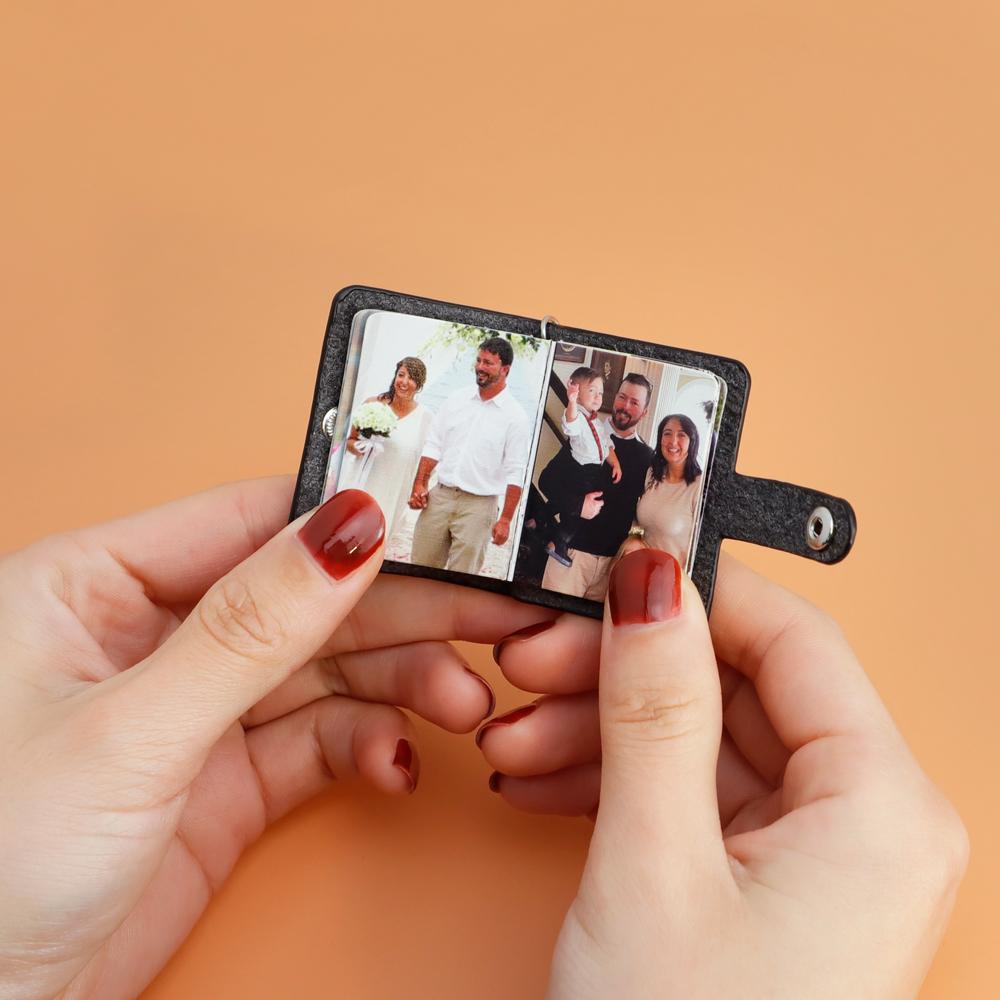 Valentine's Day Gift! Photo Keychain in Leather Case- Best Gift for Him and Her