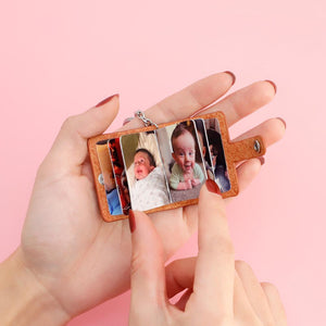 Valentine's Day Gift! Photo Keychain in Leather Case- Best Gift for Him and Her