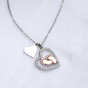 To My Mummy, This Halloween - Baby Feet Heart Necklace Gift Set