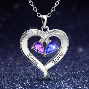 Valentine's Day Gift! Forever Love Birthstone & Diamond Heart Pendant Necklace