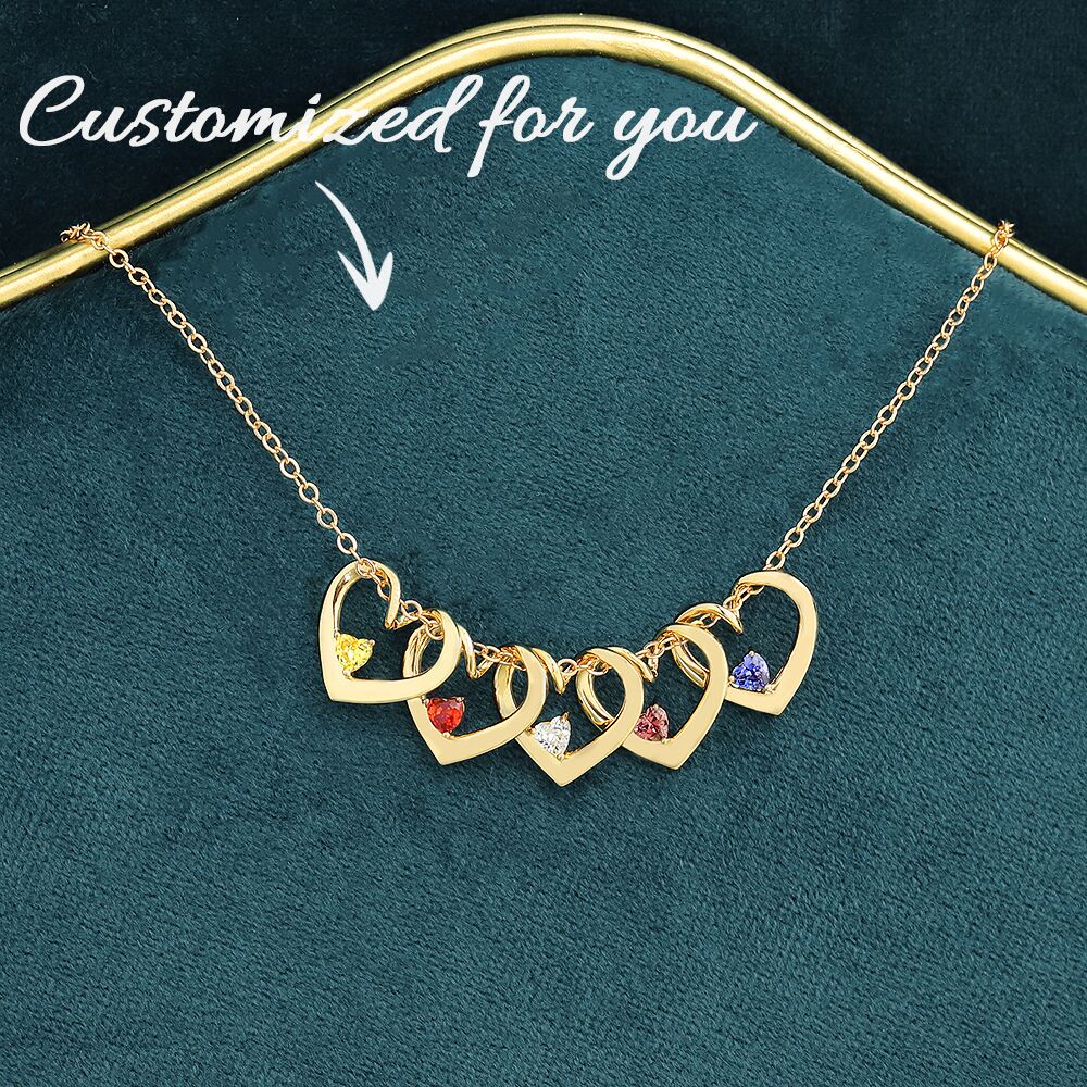 Personalized Intertwined Hearts Necklace with Birthstone