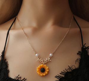 Sunflower Necklace You Are My Sunshine Daisy Flower Pendant Jewelry for Women