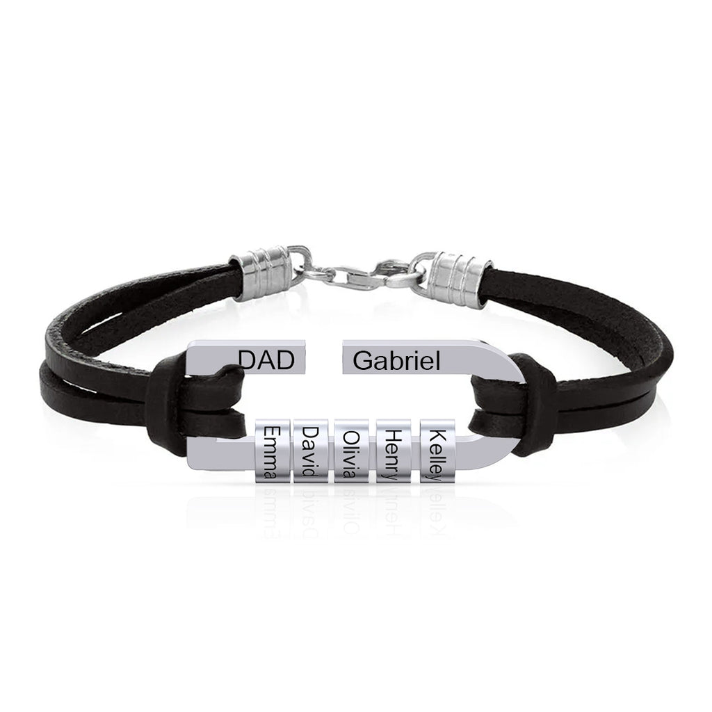 Father's Day Gift! Personalized Men's Leather Clasp Bracelet