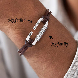 Father's Day Gift! Personalized Men's Leather Clasp Bracelet