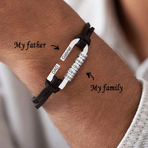 Father's Day Gift! Personalized Men's Leather Clasp Bracelet