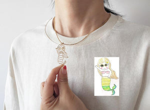 Personalized Engraved Children Art Drawing Necklace & Keychain