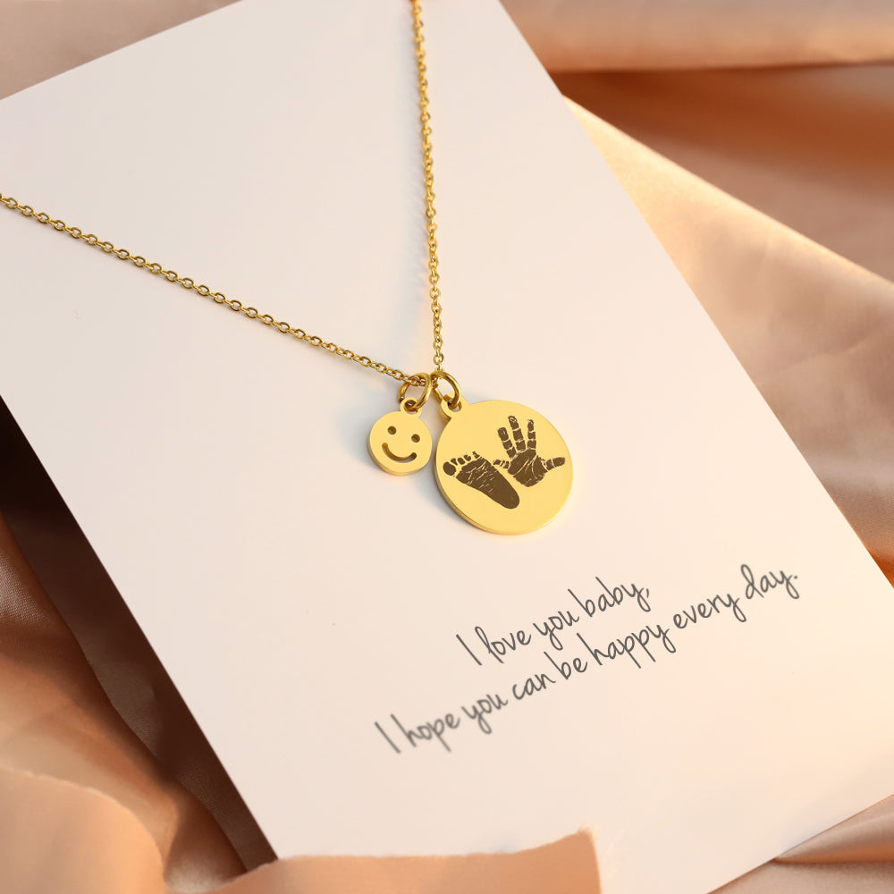 Baby palm print necklace Christmas gifts for family