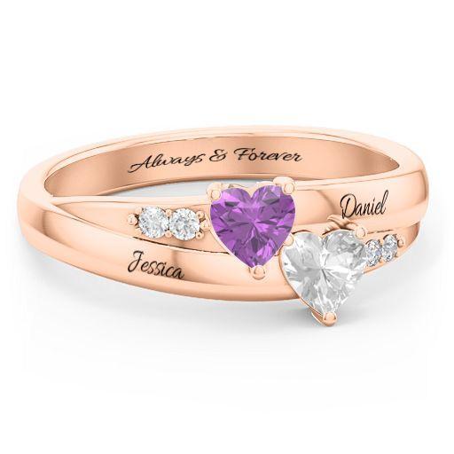 Valentine's Day Gift! Personalized Heart Birthstone Ring