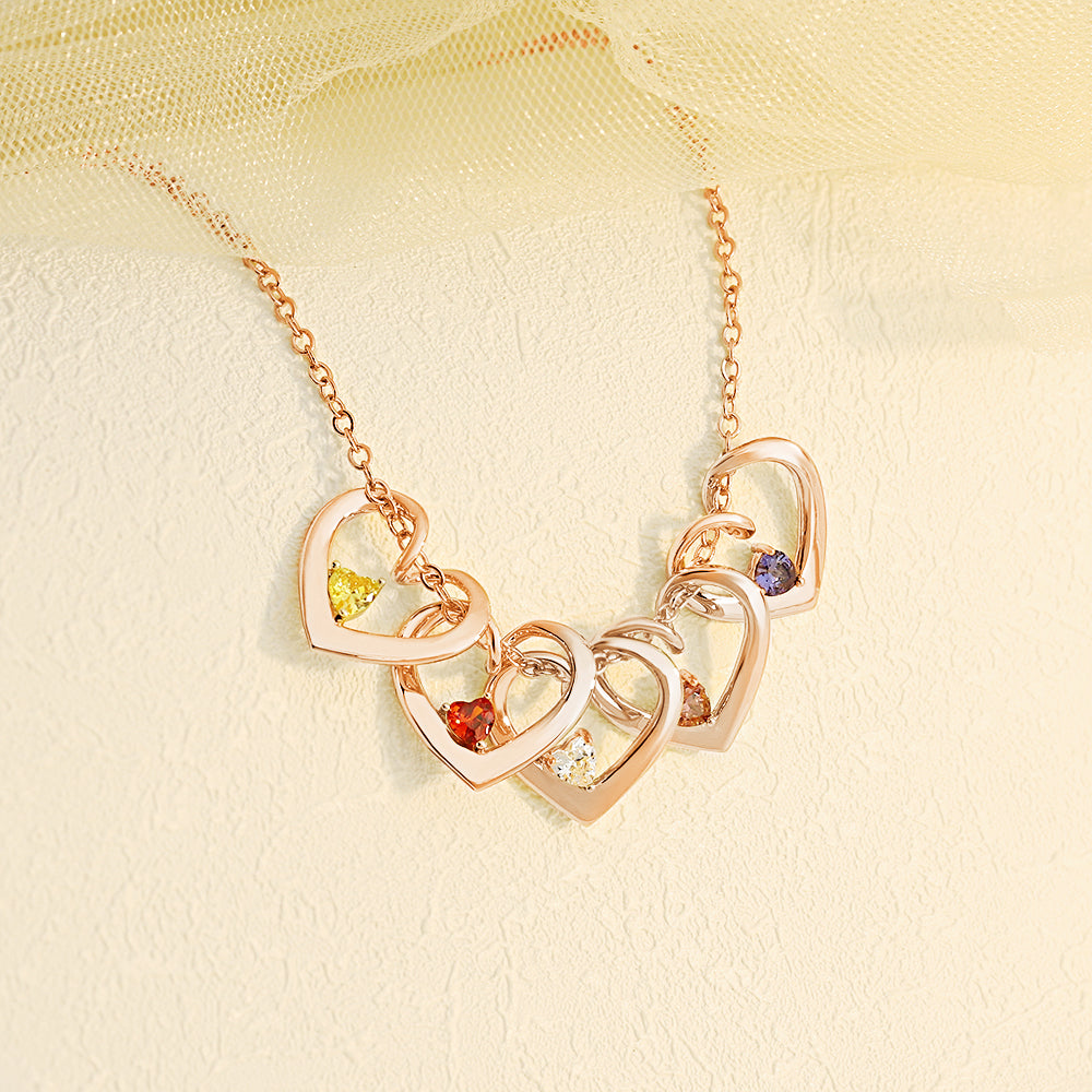 Personalized Intertwined Hearts Necklace with Birthstone