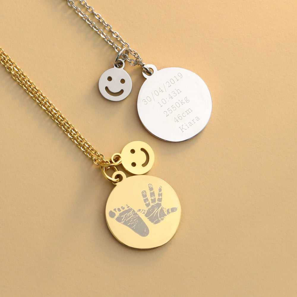 Baby palm print necklace Christmas gifts for family