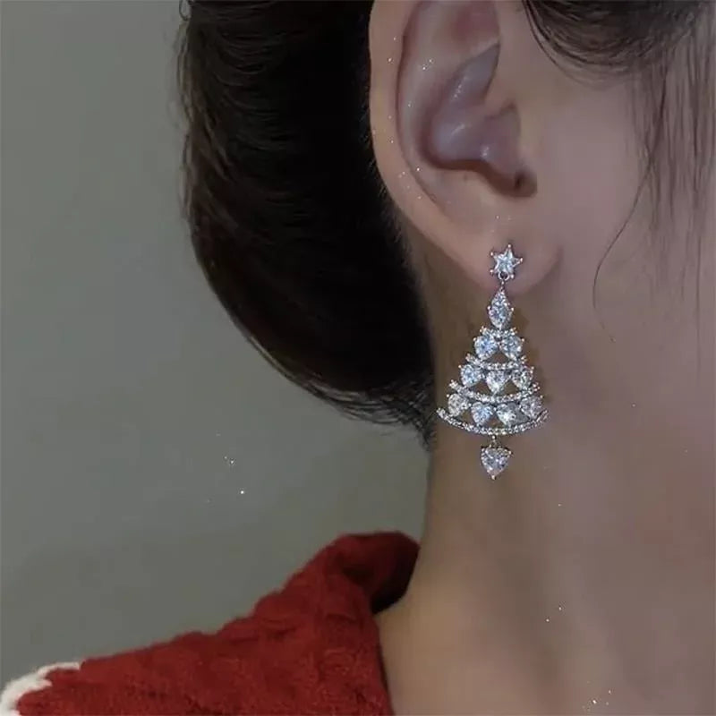 Christmas Gift For Her -Shiny Christmas Tree Earrings