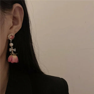 Valentine's Day Gift! Preserved Real Flower Pearl Earrings