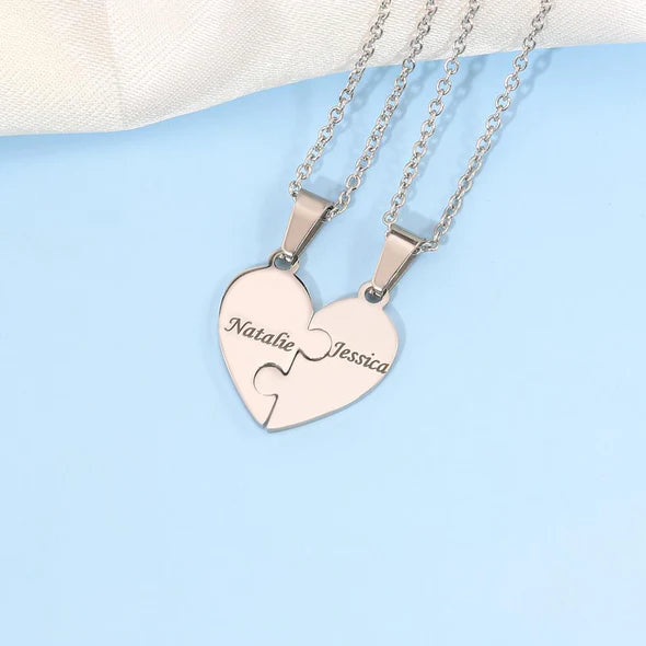 Mother's Day Gift! Personalized Heart Puzzle Piece Necklace or Keychain
