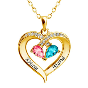 Valentine's Day Gift! Forever Love Birthstone & Diamond Heart Pendant Necklace
