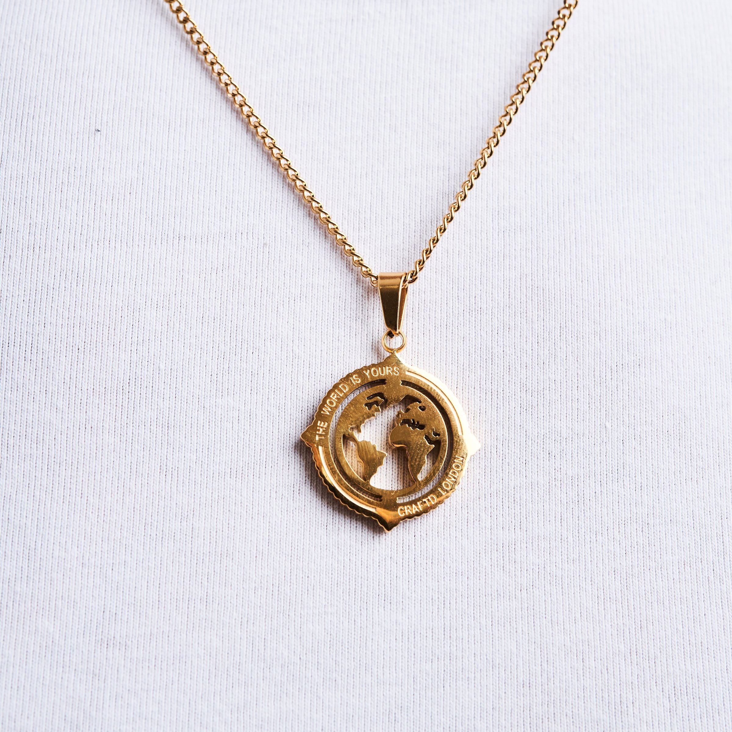 Gift For Men Gold Globe Pendant