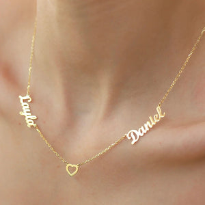 Custom Name & Pave Heart Charm Necklace