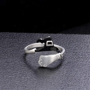 S925 Halloween Ghost Witch Broom Finger Ring