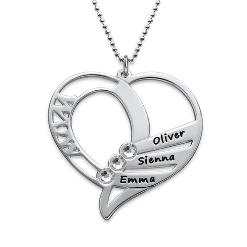 Engraved Mom Birthstone Necklace - Sterling Silver