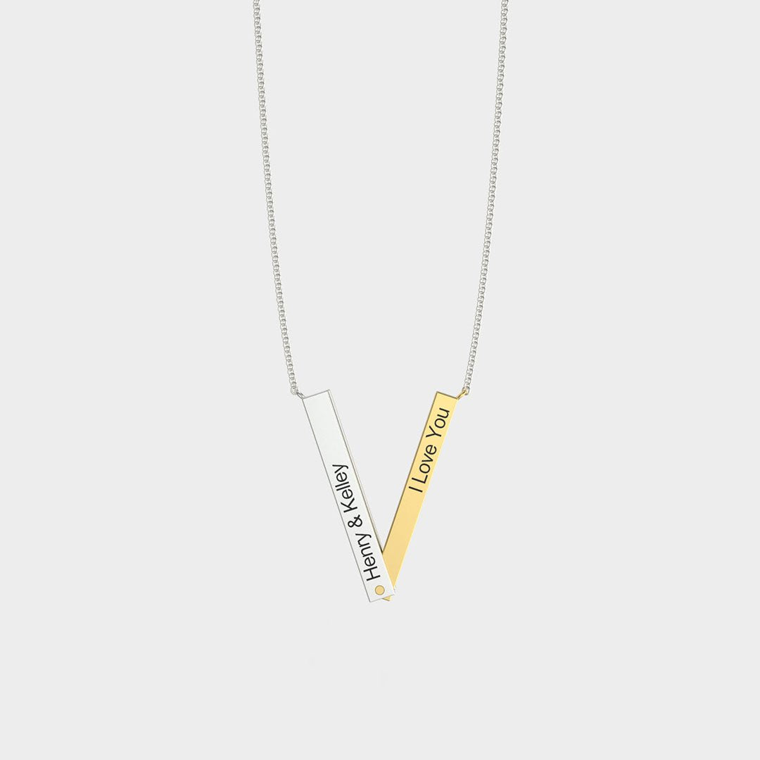 Personalized V 3D Necklace
