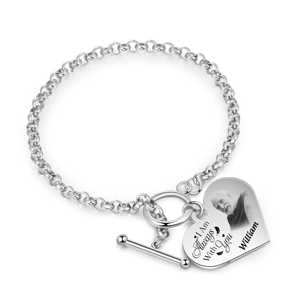 Personalized Heart Bracelet I'm Always With You - Memorial Gift For Family, Friend