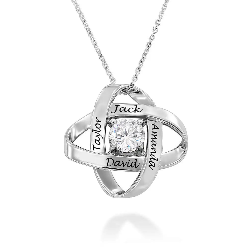 Valentine's Day Gift! Engraved Eternal Necklace with Cubic Zirconia