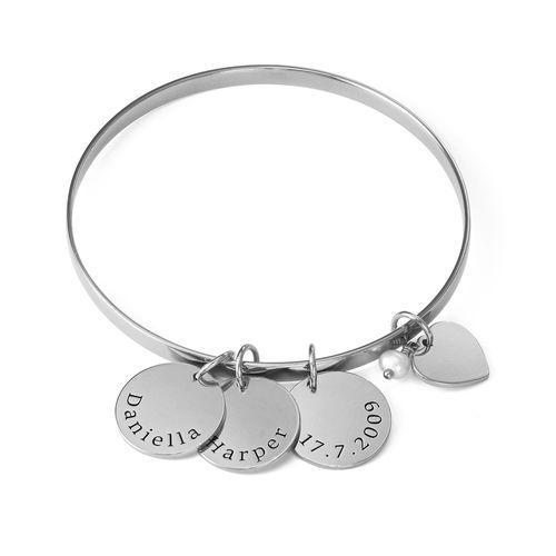 Mother's Day Gift!Bangle Bracelet with Personalized Pendants
