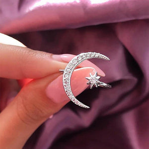 Moon & Star Ring (Size Adjustable)
