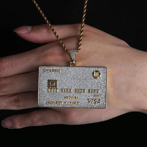 Custom diamond credit card necklace