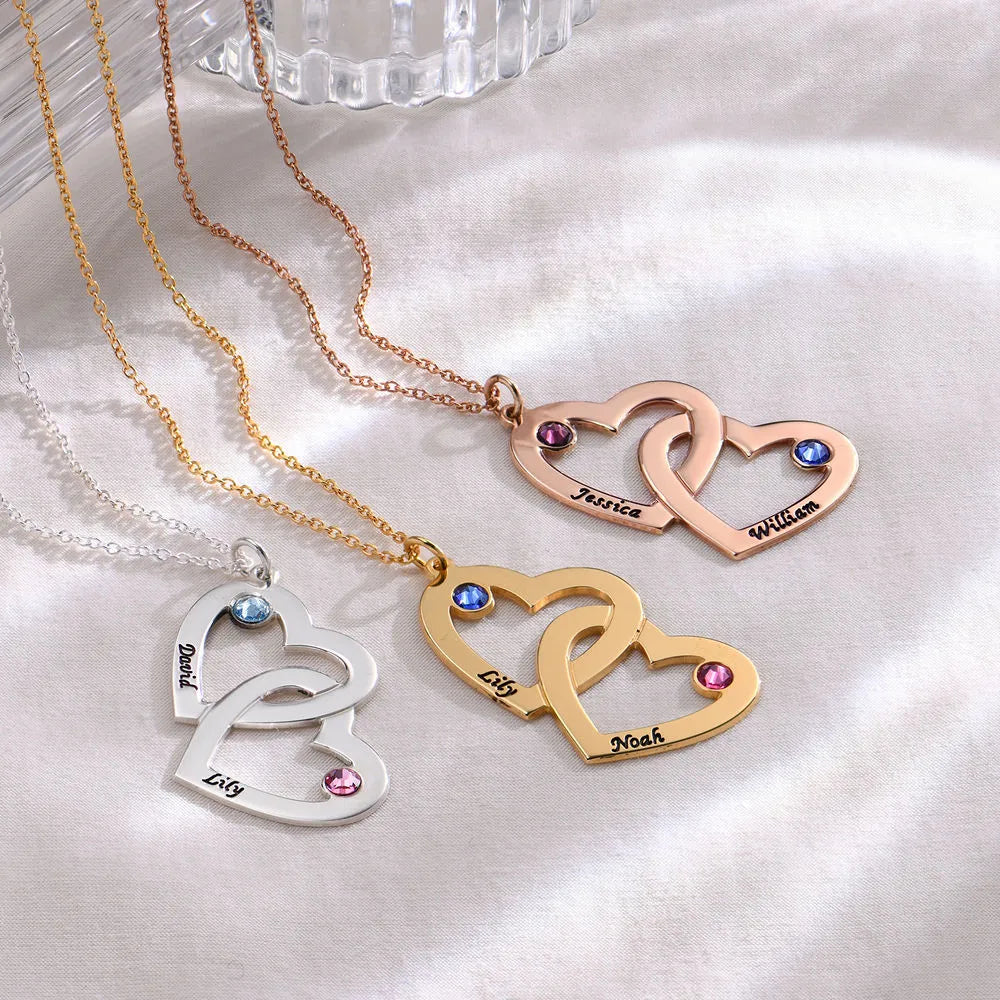 Mother's Day Gift! Personalized Heart in Heart Birthstone Necklace