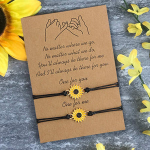 Valentine's Day Gift! "Together Forever" Sunflower Bracelet Set
