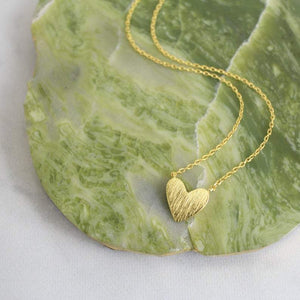Tiny Flat Heart Necklace, 925 Sterling Silver Small Heart Necklace