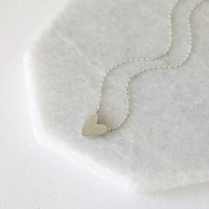 Tiny Flat Heart Necklace, 925 Sterling Silver Small Heart Necklace