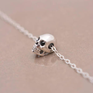 Mini Skull Skeleton Minimalist Necklace, Halloween Jewelry - Gift for Her